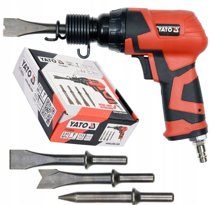 YATO Młot Młotek Ścinak Udarowy Pneumatyczny 4 Groty do Rdzy Piaskarka