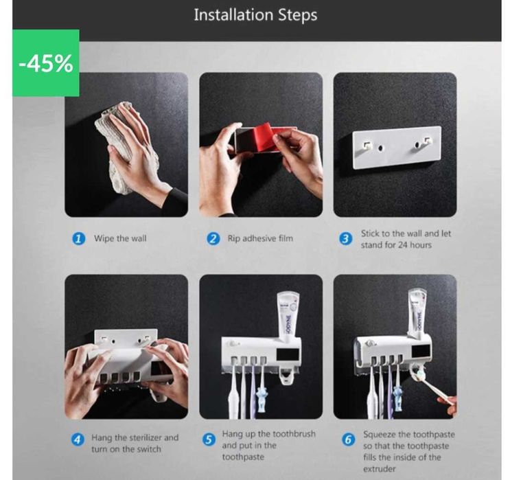 Esterilizador Automático Escova Dentes e Dispensador NOVO