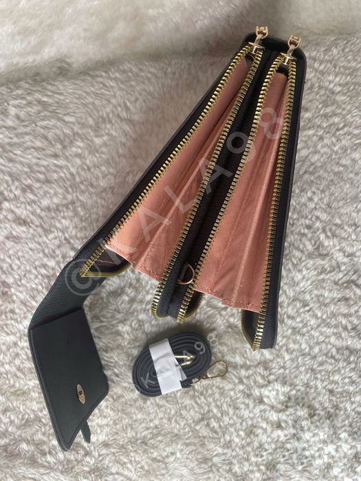 Mini czarna torebka portfel 2w1 + pasek z regulacją - NOWA - ENDAYCON