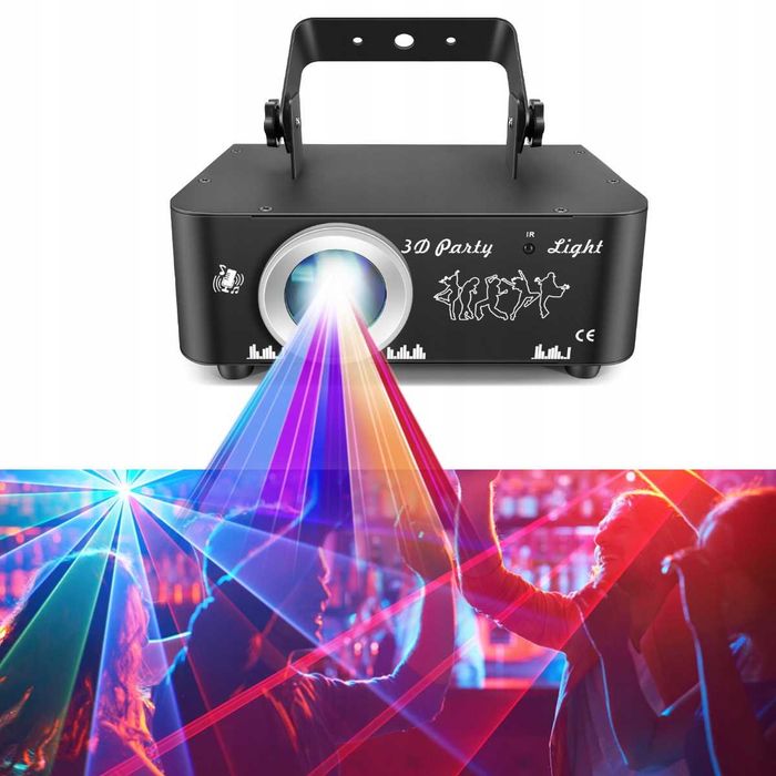 Projektor Laserowy Ruchome animacje DMX Sterowanie Dźwiękiem Pilot