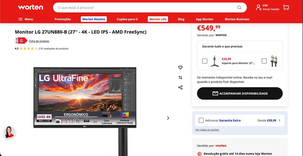 Monitor LG ultrafine 4k HDR IPS Ergo - Como novo