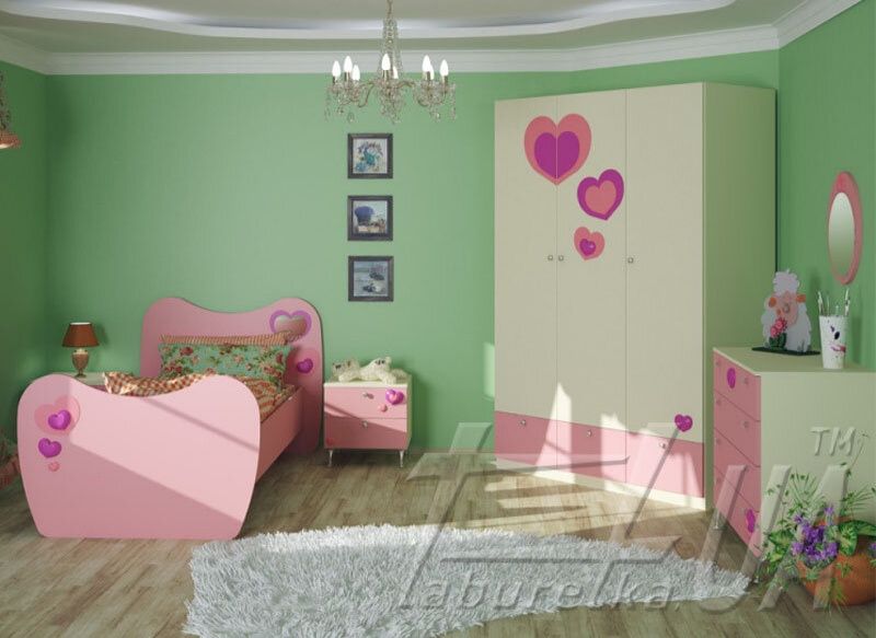 Детская для двух девочек Кровать шкаф матрас мебель