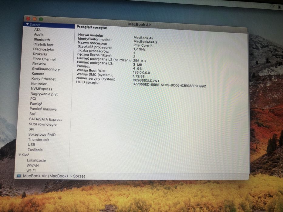 MacBook Air 4,2 2011 rok