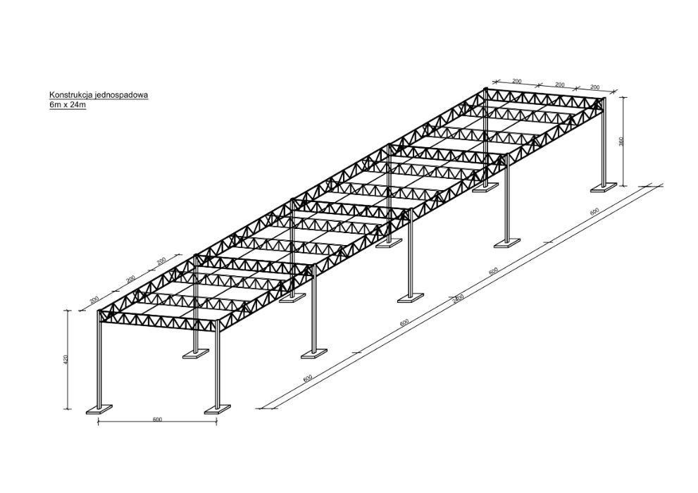 Konstrukcja Stalowa 6x24 Hala Magazyn Garaż Zadaszenie - Nowa / Mocna