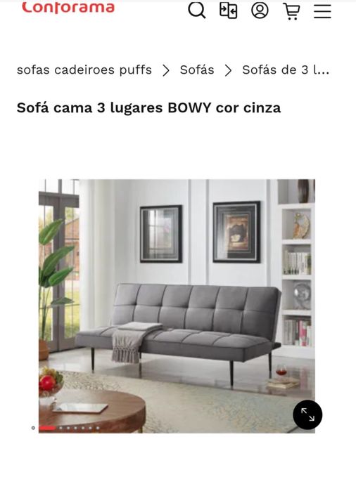 Sofá-cama cinza BOWY Conforama