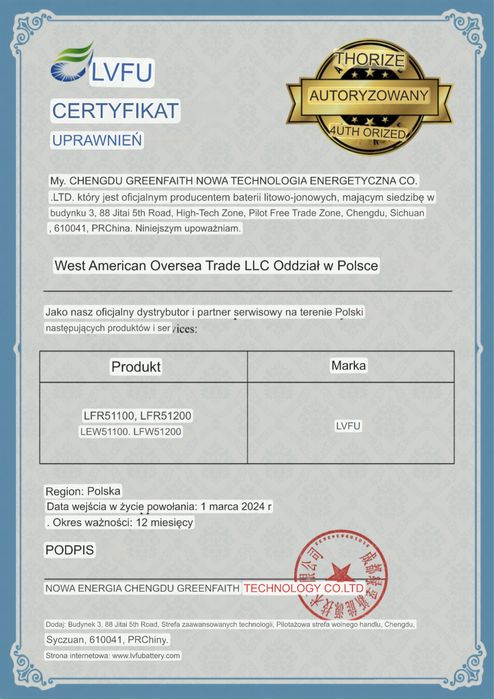 Magazyn energii  LifePO4  5.12 kwh od przedstawiciela LVFU na Polske