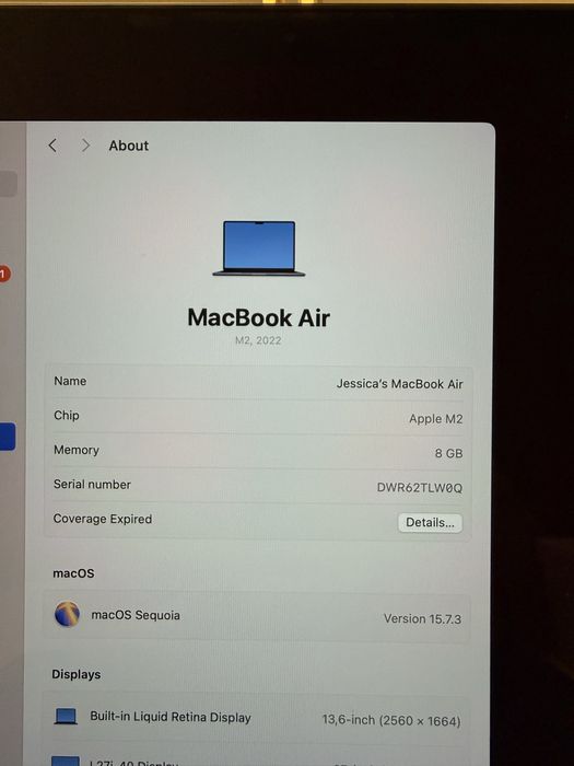 Macbook Air 13” (2022) M2