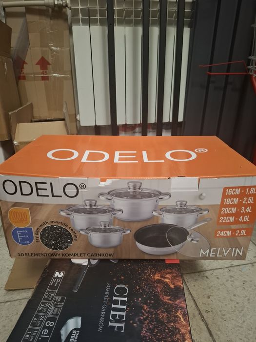 Komplet garnków Odelo Melvin nowe patelnia garnki indukcja gaz
