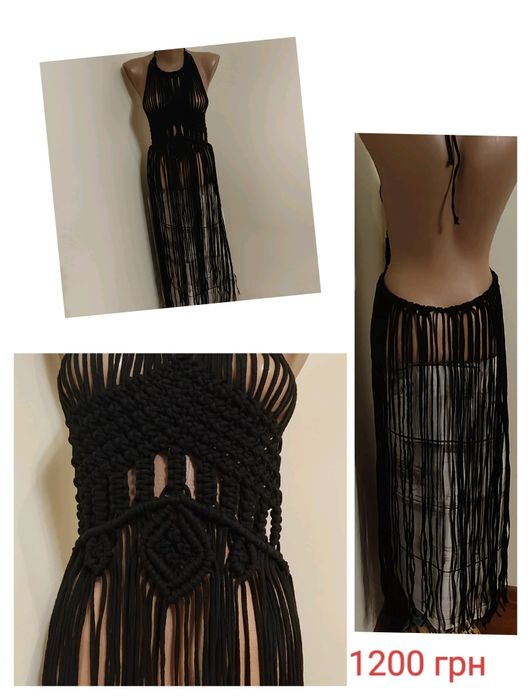 Пляжні аксесуари у стилі макраме, накидки на купальник