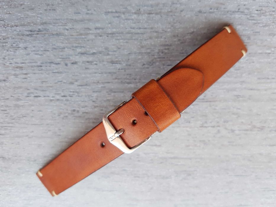 Jasnobrązowy pasek zegarka 18 mm skóra