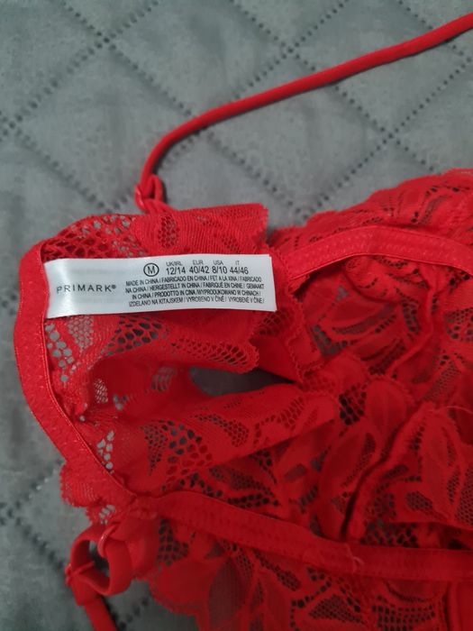 Bluzka Top Koronkowy Czerwony Primark 36