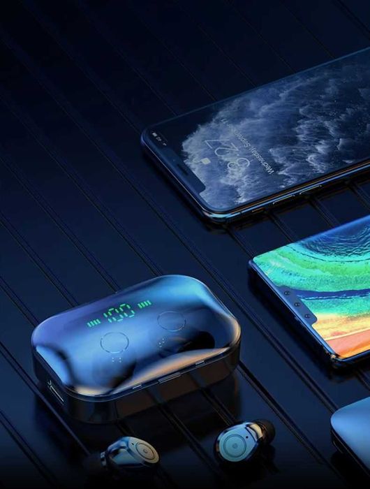 Słuchawki bezprzewodowe douszne bluetooth powerbank dotyk etui K-656