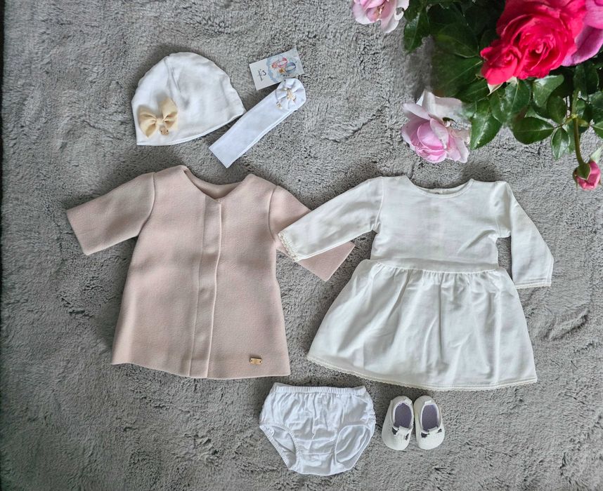 Zestaw sukienka Sophie Design i płaszczyk Noeli z dodatkami