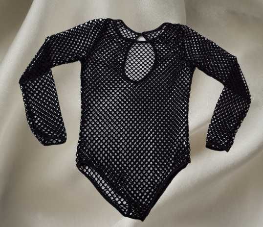 Czarne siateczkowe body eleganckie, kobiece, nowe