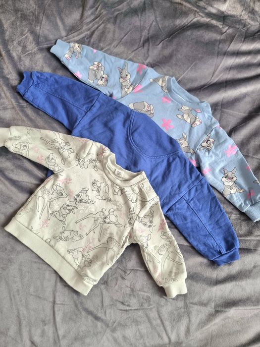 Zestaw pakiet 3x bluza dla dziewczynki 74/80 bambi Sinsay Primark