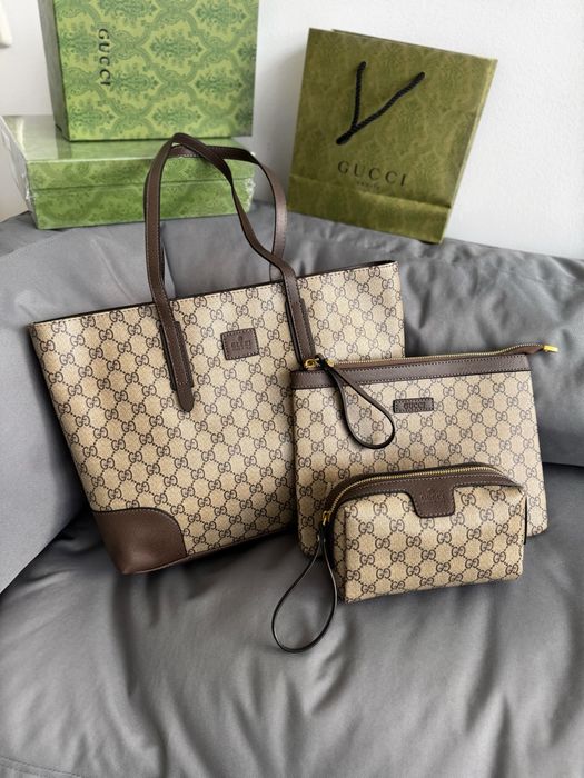 Сумка шопер тоут Gucci комплект косметичка гаманець клатч гуччи GG