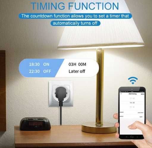 Gniazdko wtyczka SMART WiFi -aplikacja TUYA- zdalne sterowanie - 8szt
