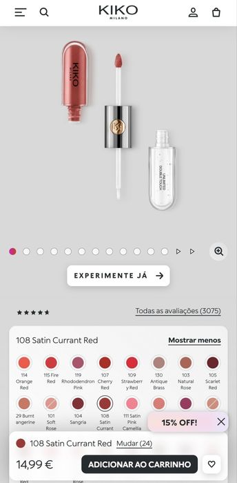 KIKO 108 Novo Selado – Batom Double Touch