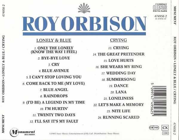 Roy Orbison – Lonely & Blue / Crying - CD 1993