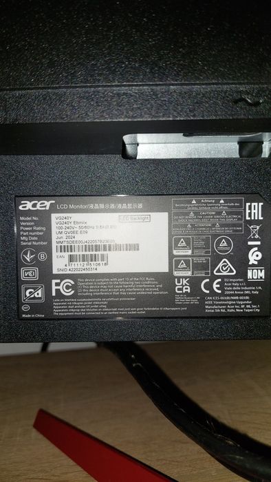 Monitor ACER Nitro VG240Ybmiix 23.8" 1920x1080px IPS 1 ms [VRB]