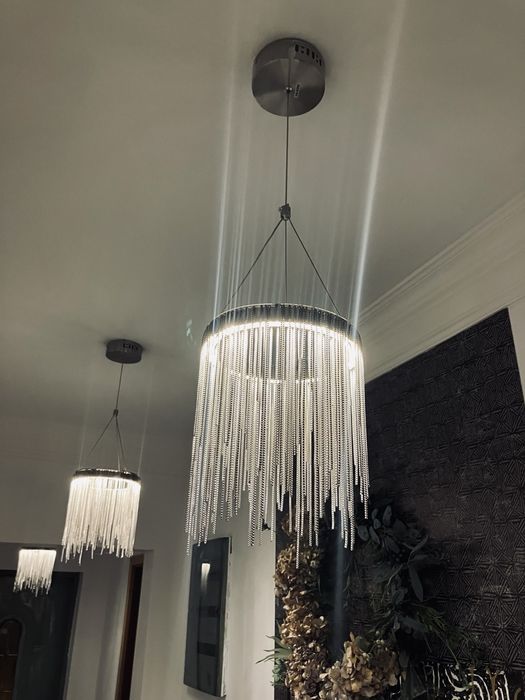 Lampa led lancuszki chrom metal hampton glamour