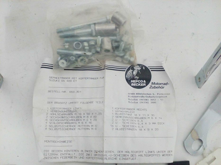 Suzuki GSX 250 , GSX 400 E stelaże pod kufry sakwy bagażnik NOWE