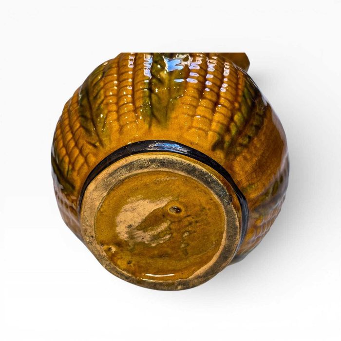 Jarro Vintage Cerâmica Vidrada com Relevo Espigas Milho