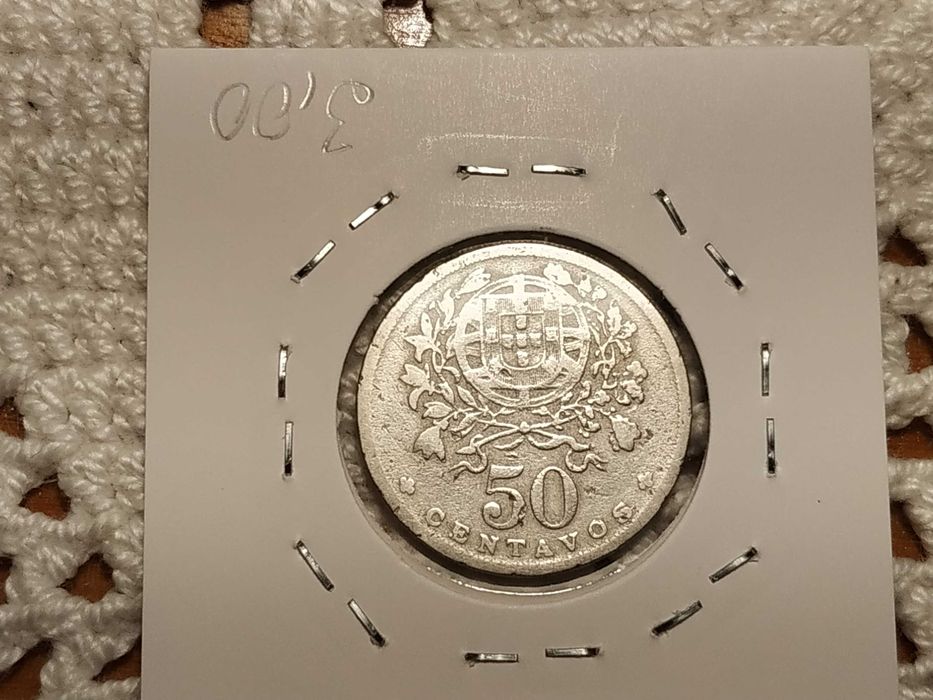 Portugal - moeda de 50 centavos de 1935 em alpaca