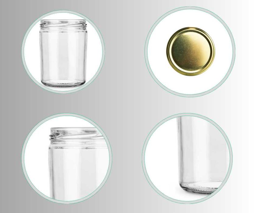8szt. Słoik 440ML + Złote zakrętki 82/6
