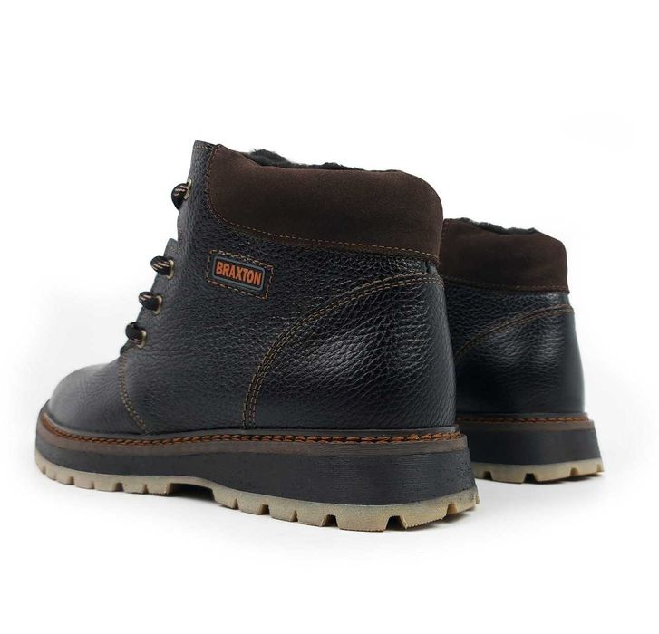 Якісні чоловічі зимові черевики натуральна шкіра та хутро BRAXTON боти