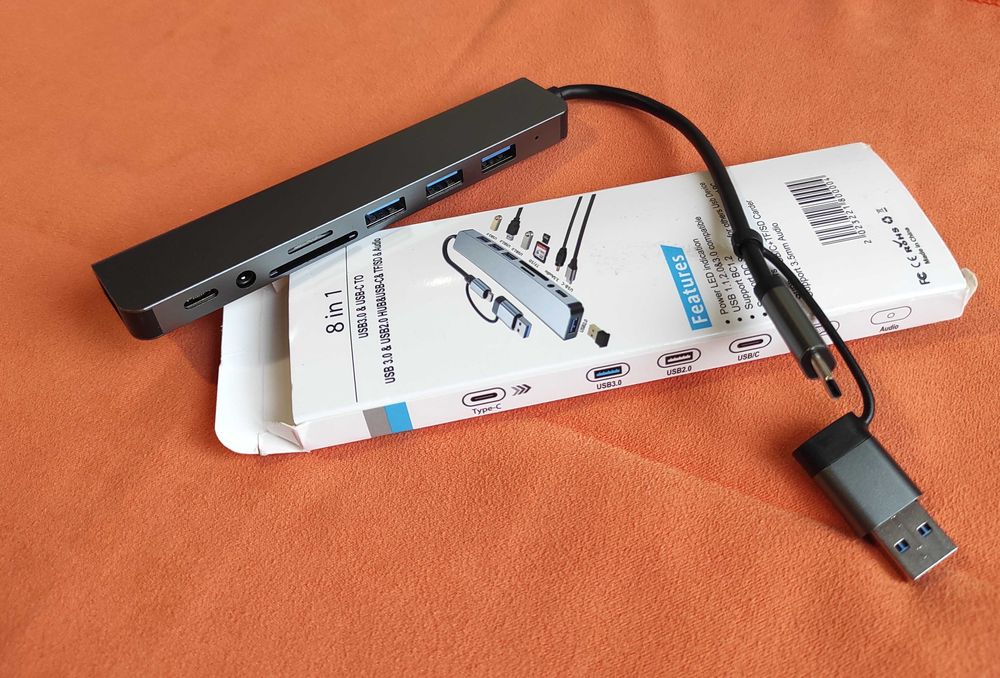 USB-хаб Type C/USB3.0 -> 5xUSB+Cardreader microSD+SD/MMC+audio карта