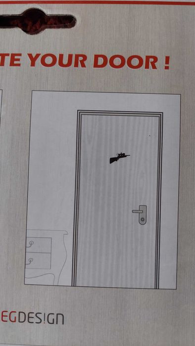 Divertido aplique mira de arma, autocolante, para luneta de porta