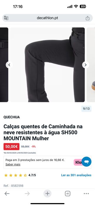 Calças quentes de Caminhada na neve Mulher Decathlon tam S