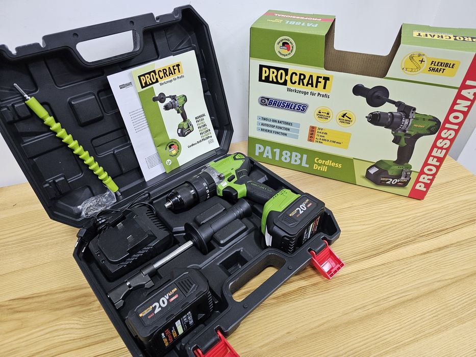 Шуруповерт Бесщеточный 50Нm +Удар ProCraft 4.0Ah акб 2шт Кейс Гарантия