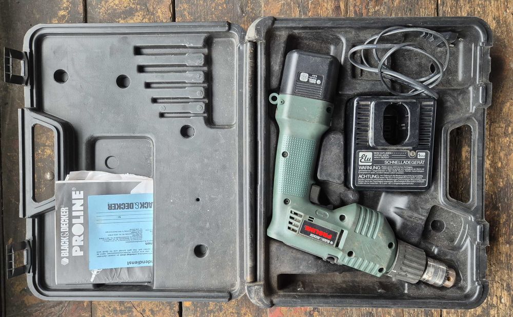 Wiertarko-wkrętarka Black & Decker PL95 Proline 9,6V Vintage Made in England + Walizka