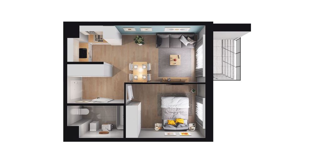 2-pokojowe mieszkanie 37 m² + balkon Bezpośrednio - Widok 3