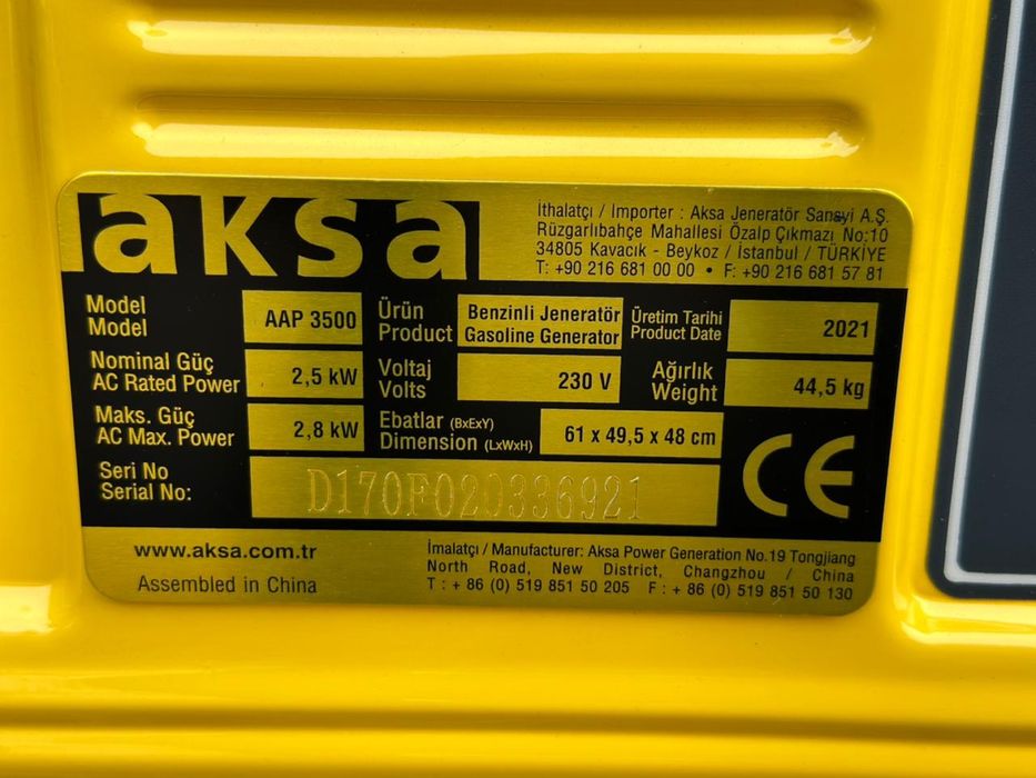 Генератор бензиновый  AKSA AAP3500