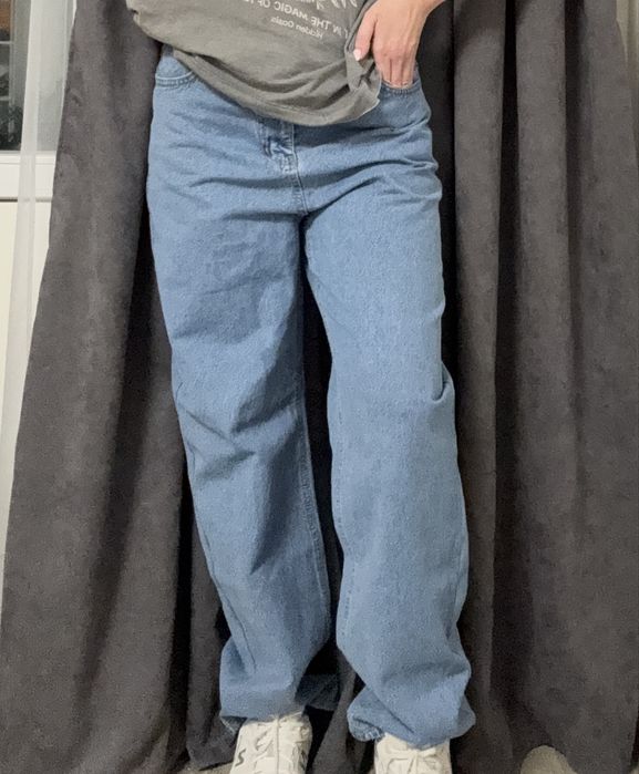 Джинси баггі штани прямого крою блакитні baggy jeans