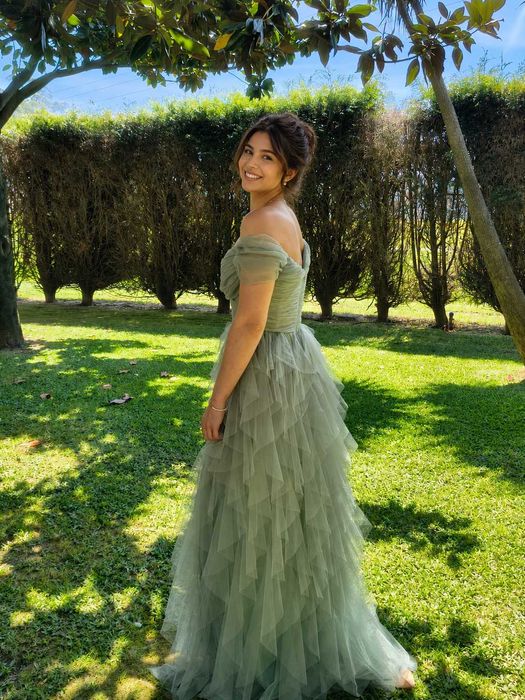 Vestido comprido verde de festa