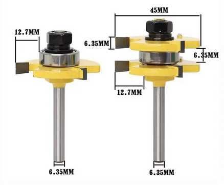 Frez do drewna łączenia na pióro wpust trzpień 6,35 mm