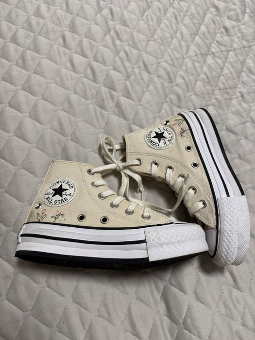 Кеди converse all star дитячі з квітами текстильні