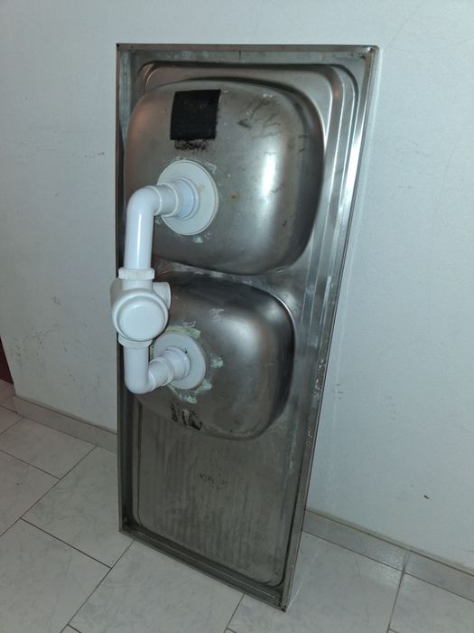 Lavaloiças em inox de 2 cubas e escorredor