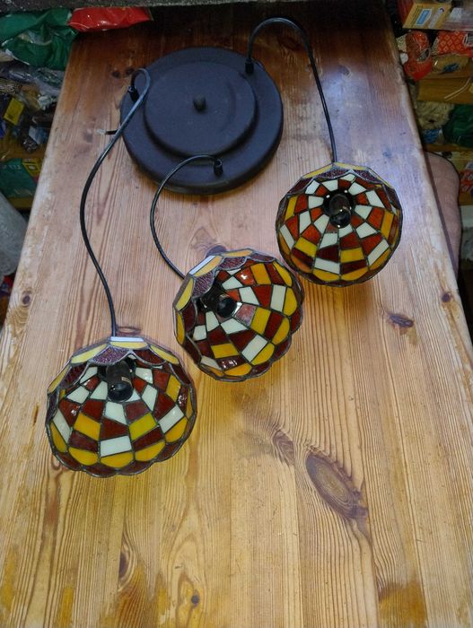 Żyrandol witrażowy tiffany lampa vintage  rustykalna