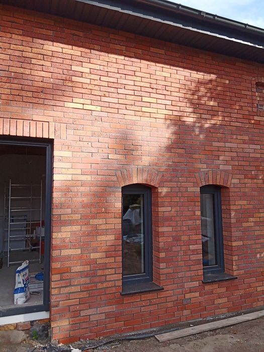 Cegła cięta narożnik płytka środek,lica, Montaż, układanie ściana elew