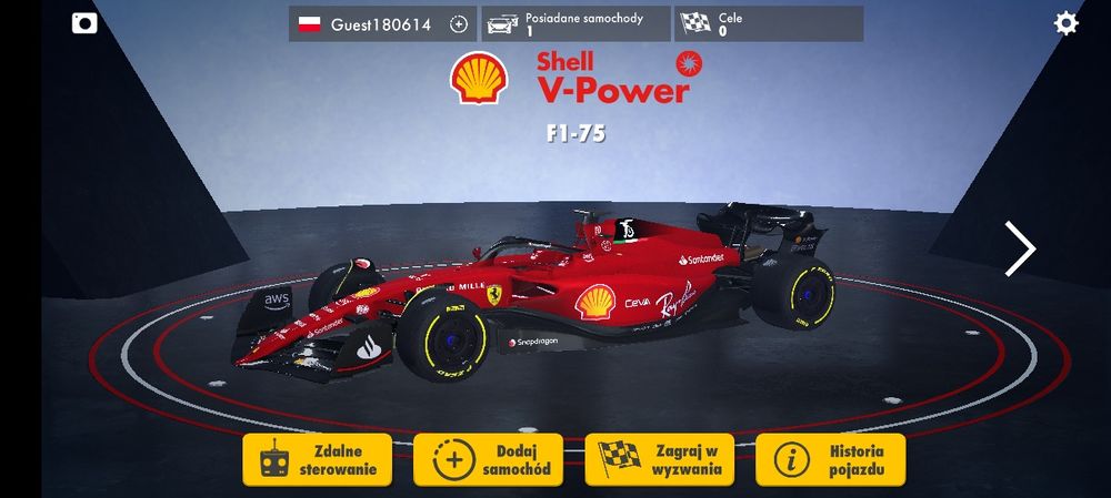 Ferrari F1-75 model sterowany z telefonu apki nowy bez pudelka