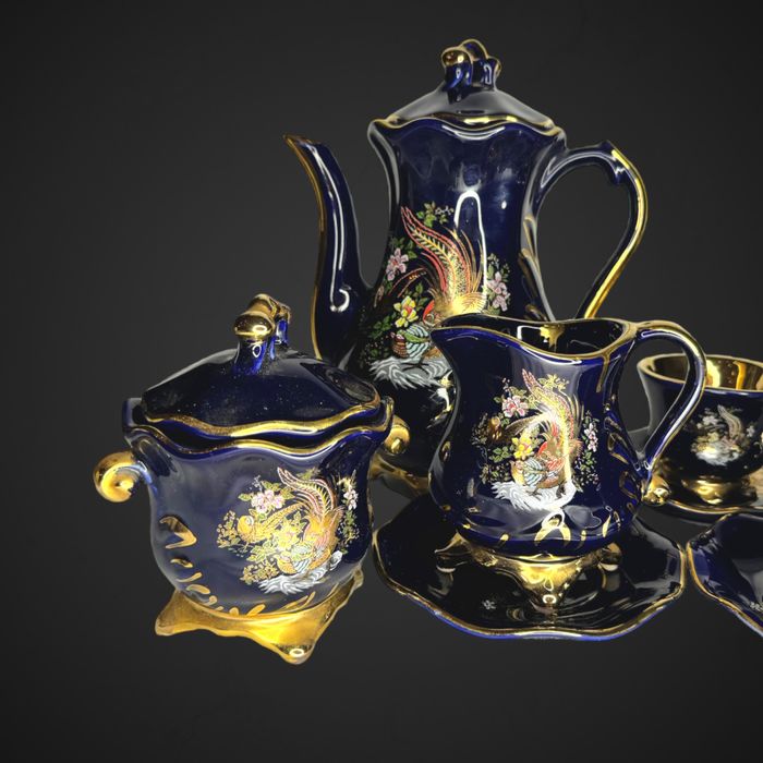 Turecki Serwis ceramiczny bogato złocony kobalt B17125