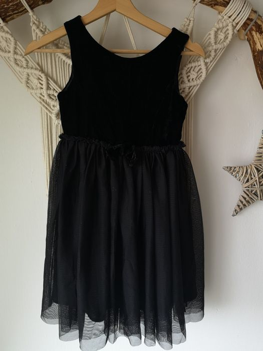 Sukienka dziewczęca czarna, tiulowa, H&M, rozmiar 140 cm