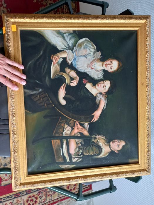 Piękny obraz olejny na płótnie w złotej ramie