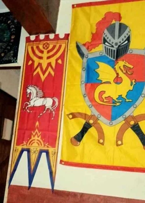 2 Estandarte Medieval 1,50cm x 46cm Bandeira Guerra Tronos Rohan