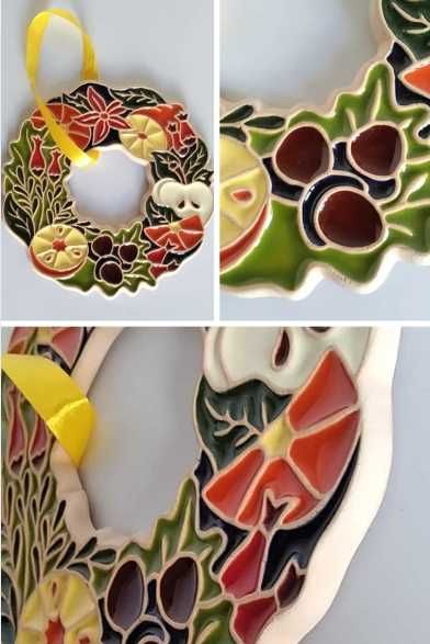 Декорация венок с фруктами Sweet Ukraine, керамика, ручная, D -17см.